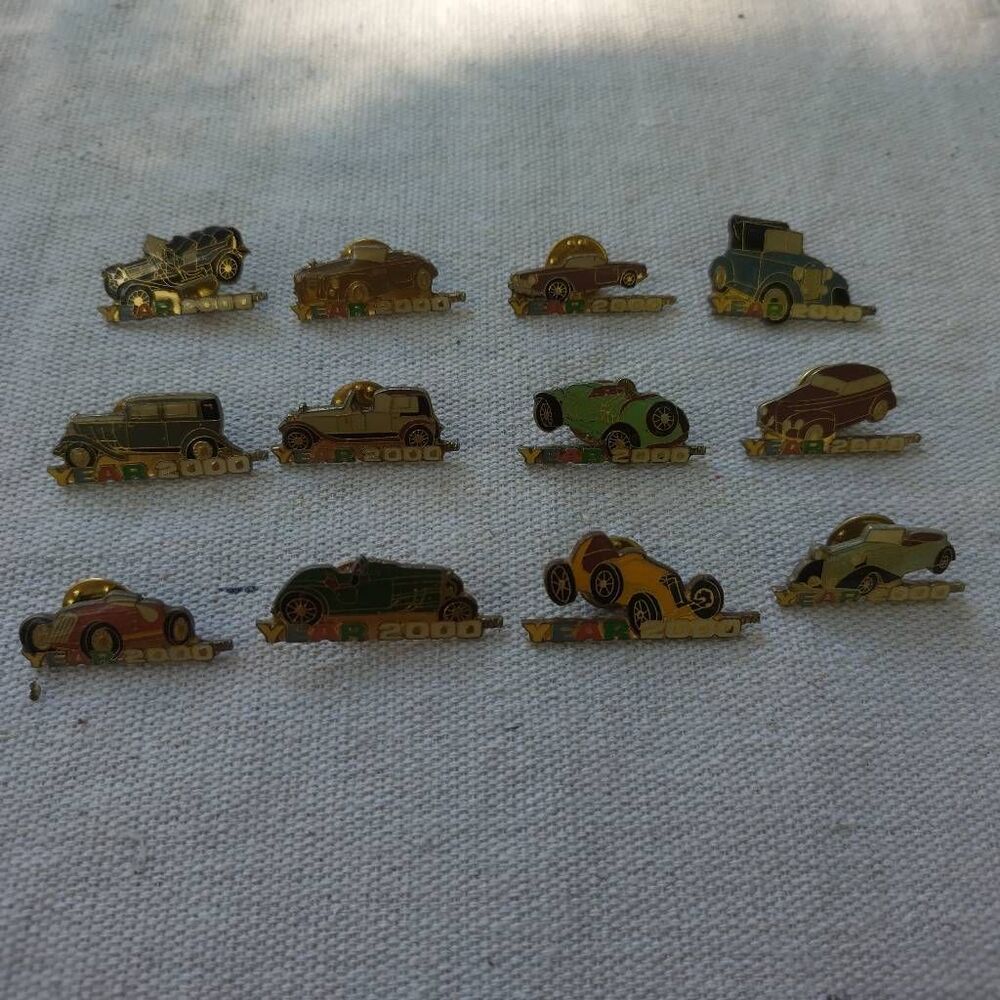 12 Year 2000s car lapel pins butterfly clasp 360